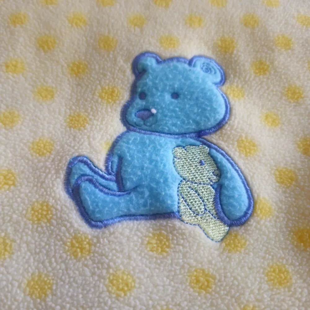 VTG Child‎ of Mine by Carter's Yellow Polka Dot Blue Teddy Fleece Baby Blanket